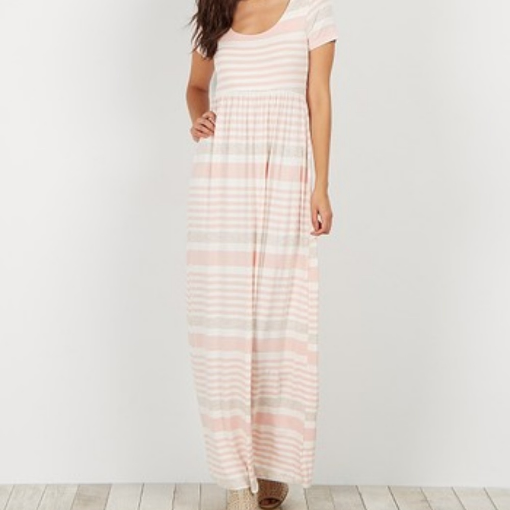 Pink Blush striped maxi dress